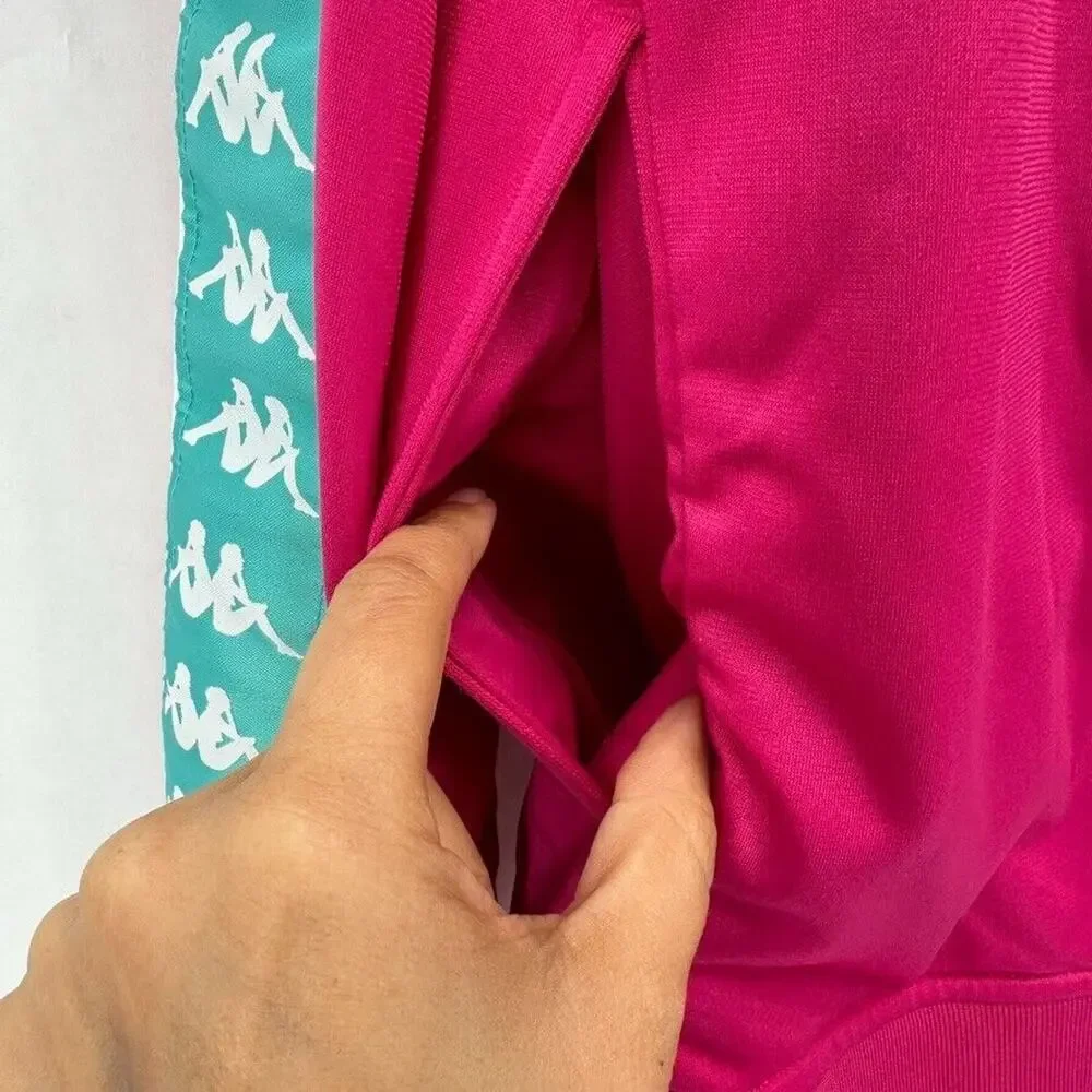 Kappa Banda Anniston Track Jacket Mens S Fushcia Pink Teal Athleisure Bloke NWT - Picture 9 of 12